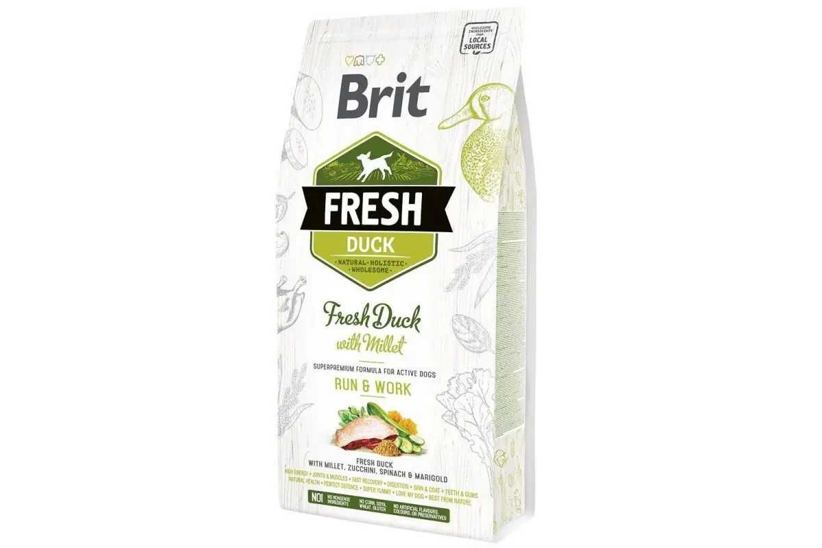 Сухий корм для активних собак Brit Fresh Duck Millet Active Run Work