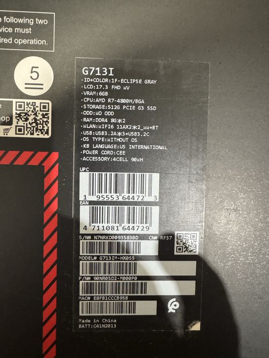 Продам ноутбук Asus Rog Strix G713IM-HX055