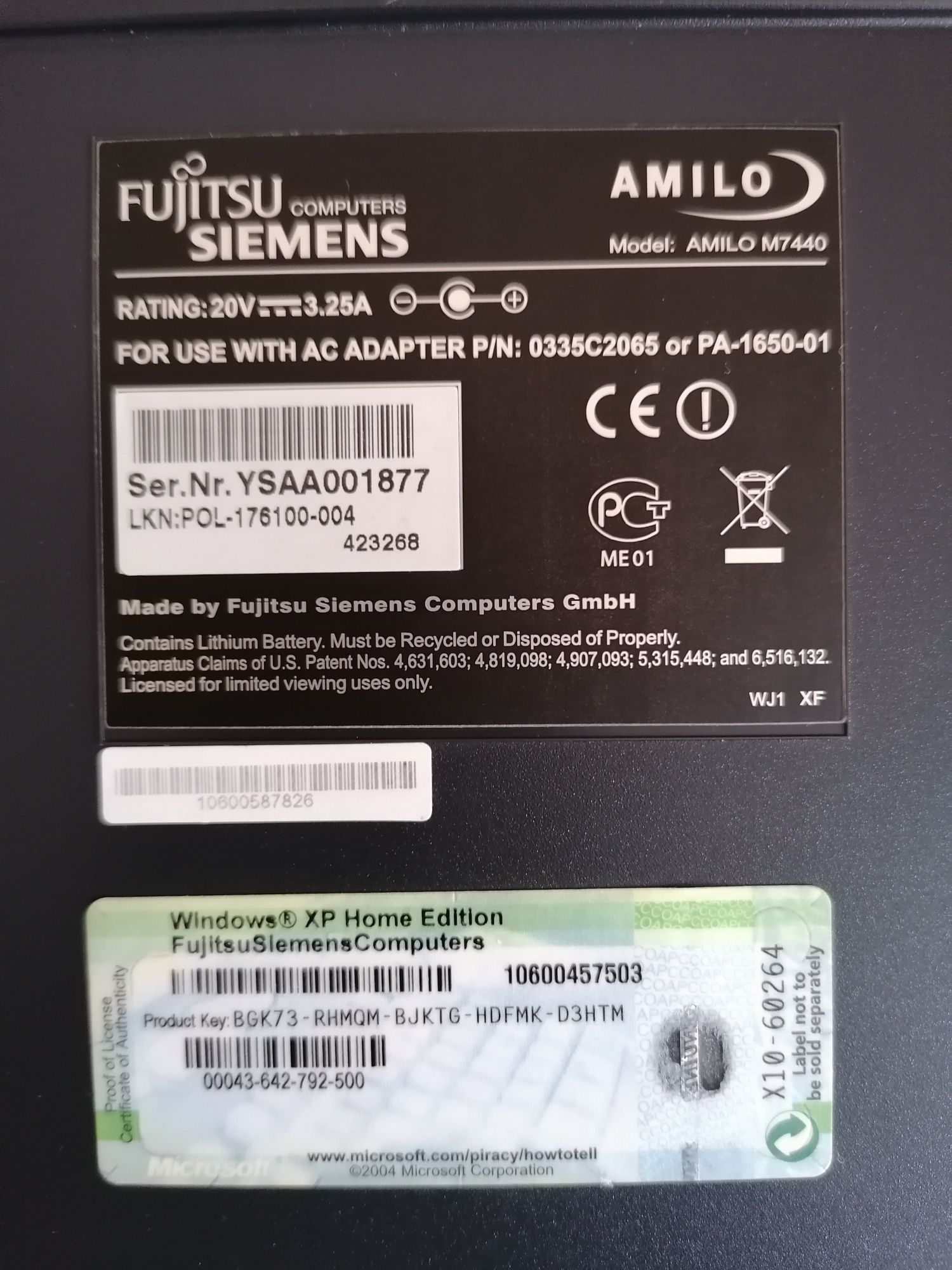 Laptop Fujitsu Siemens Amilo M7440