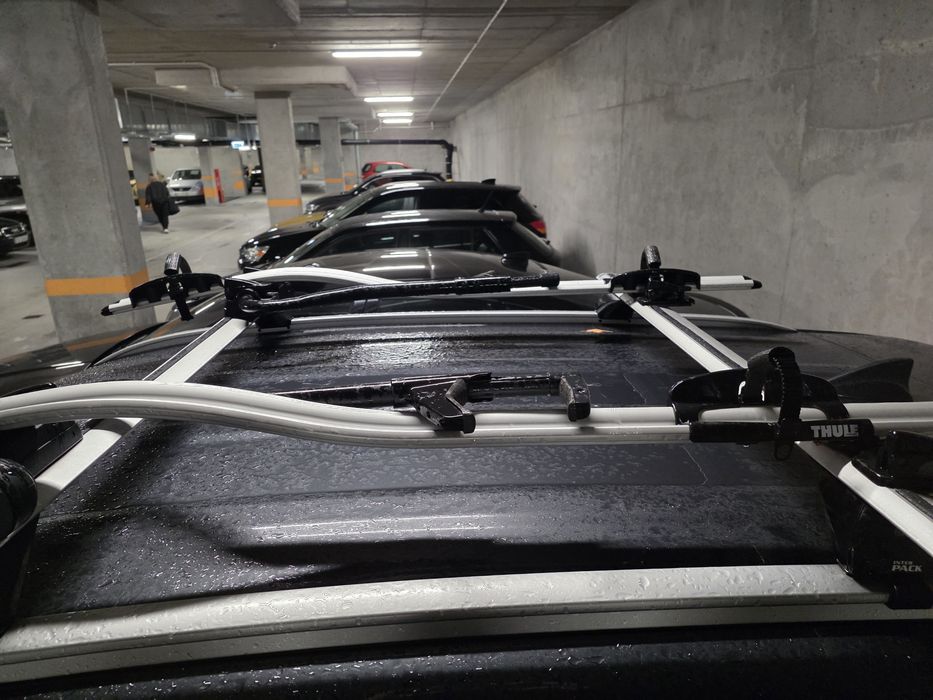 Bagażnik dachowy belki interpack 120 cm i 2x bagażnik uchwyt rowerowy