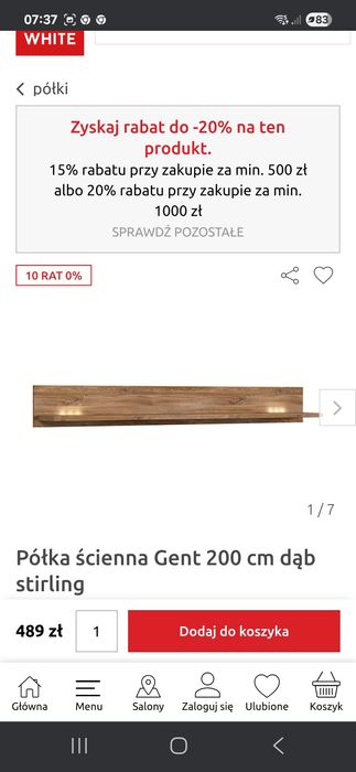 Półka wisząca brw seria gent
