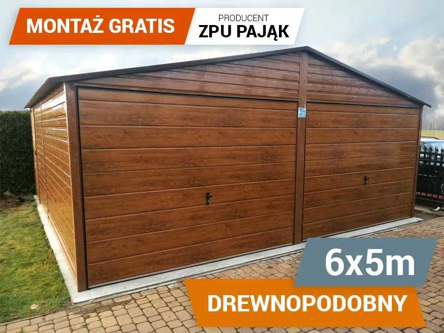 Garaż blaszany 6x6 drewnopodobny garaże blaszane konstrukcja profil