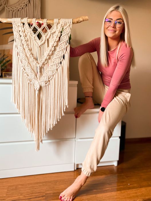 Makrama XXL Rebecca, dekoracja ścienna, dekoracja boho, na ścianę
