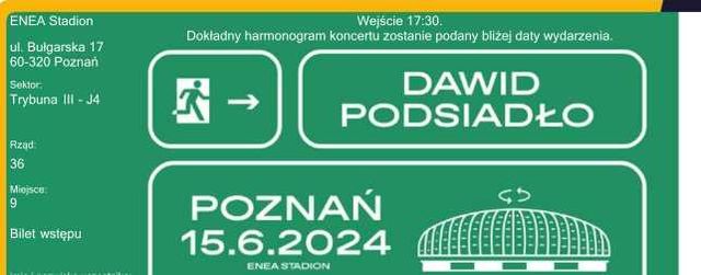 Bilet Trybuny Dawid Podsiało Poznań 2024