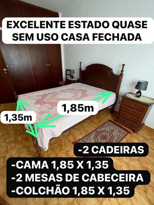 Mobiliário de quarto completo em madeira maciça vintage, impecável