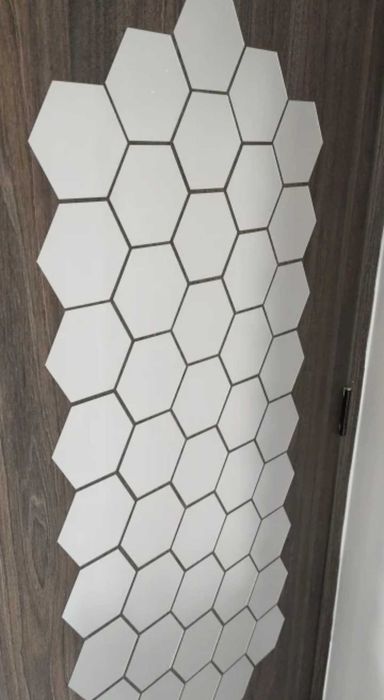 24 naklejka lustro lusterka hexagon srebrne dekoracja ozdoba