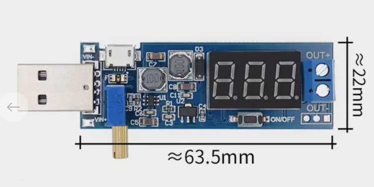 USB преобразователь c 3.5-12 В  до  1,2-24 В