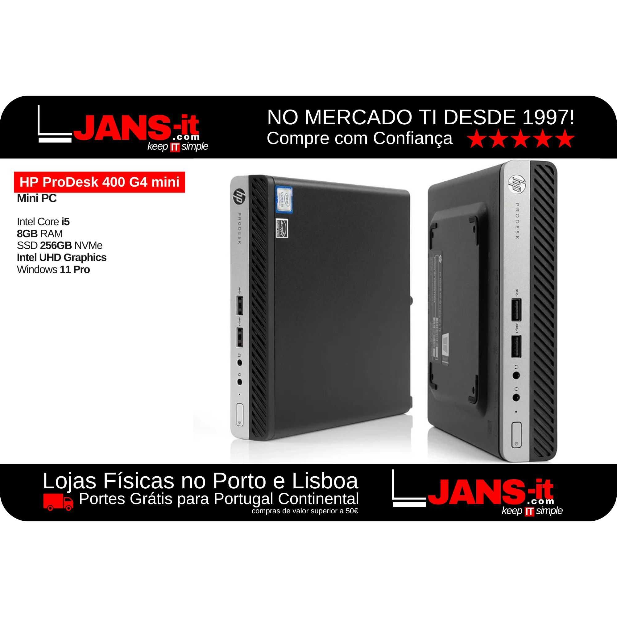Mini PC HP ProDesk 400 G4 mini i5-8500T | 8GB | SSD 256GB | Win 11 Pro