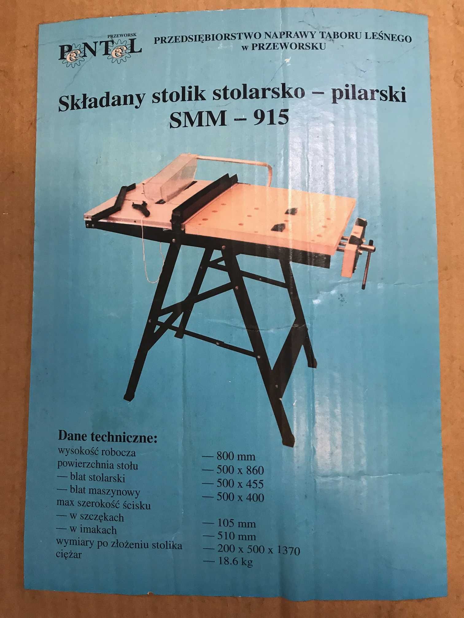 Składany stolik stolarsko-pilarski z imadłem