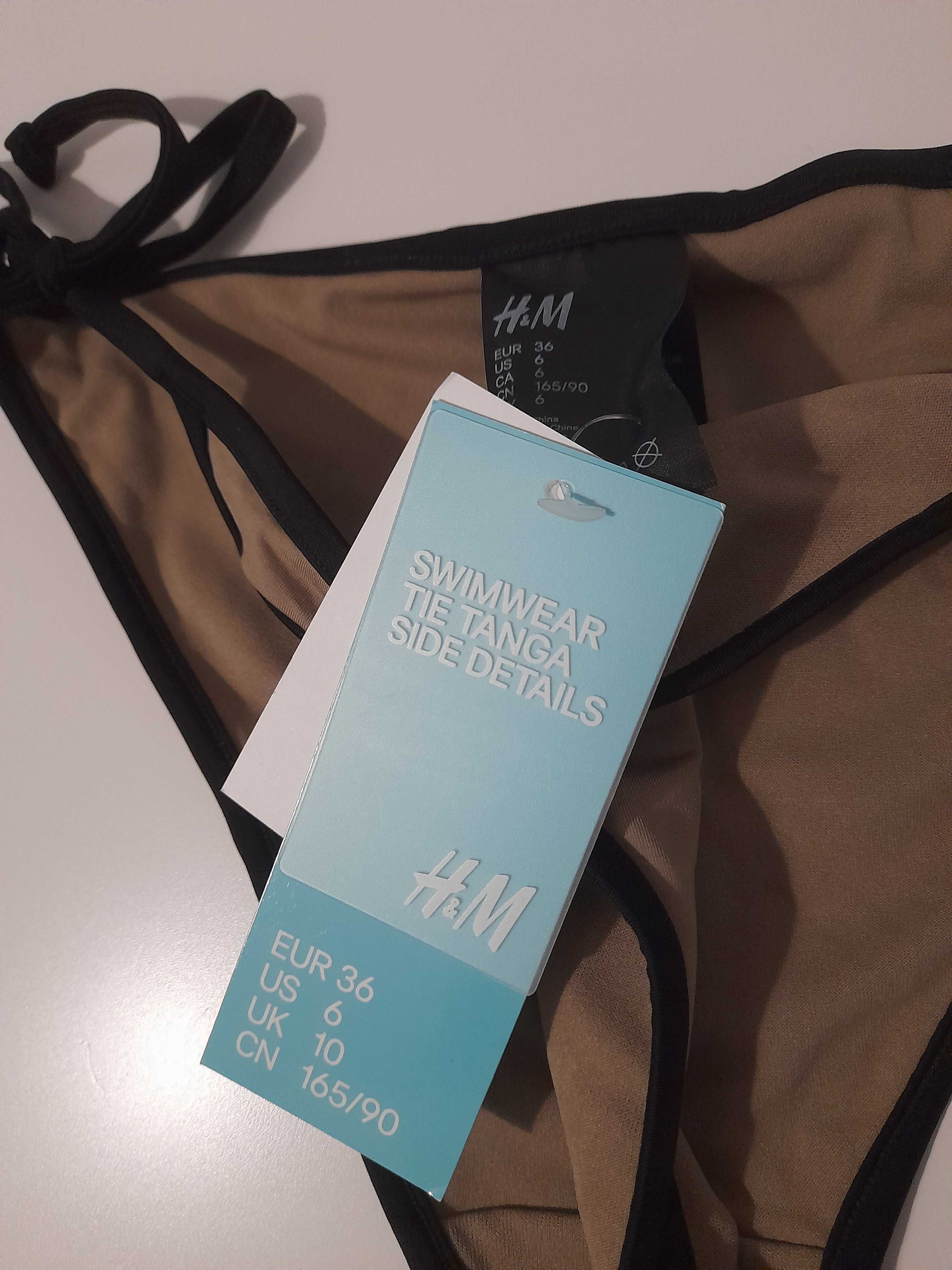 H&M dół od kostiumu 36 S kostium kompielowy wiązany zielony czarny