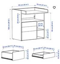 Komoda z przewijakiem biała brzoza Ikea  Smastad