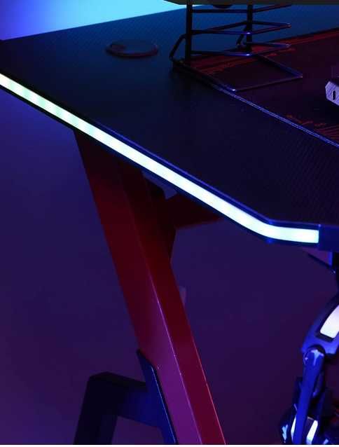 Mesa de gaming ergonómica 120x66  com LED suporte comandos porta-copos