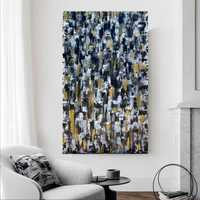 Quadro pintura abstrata “ golden rain” - 80x130cm