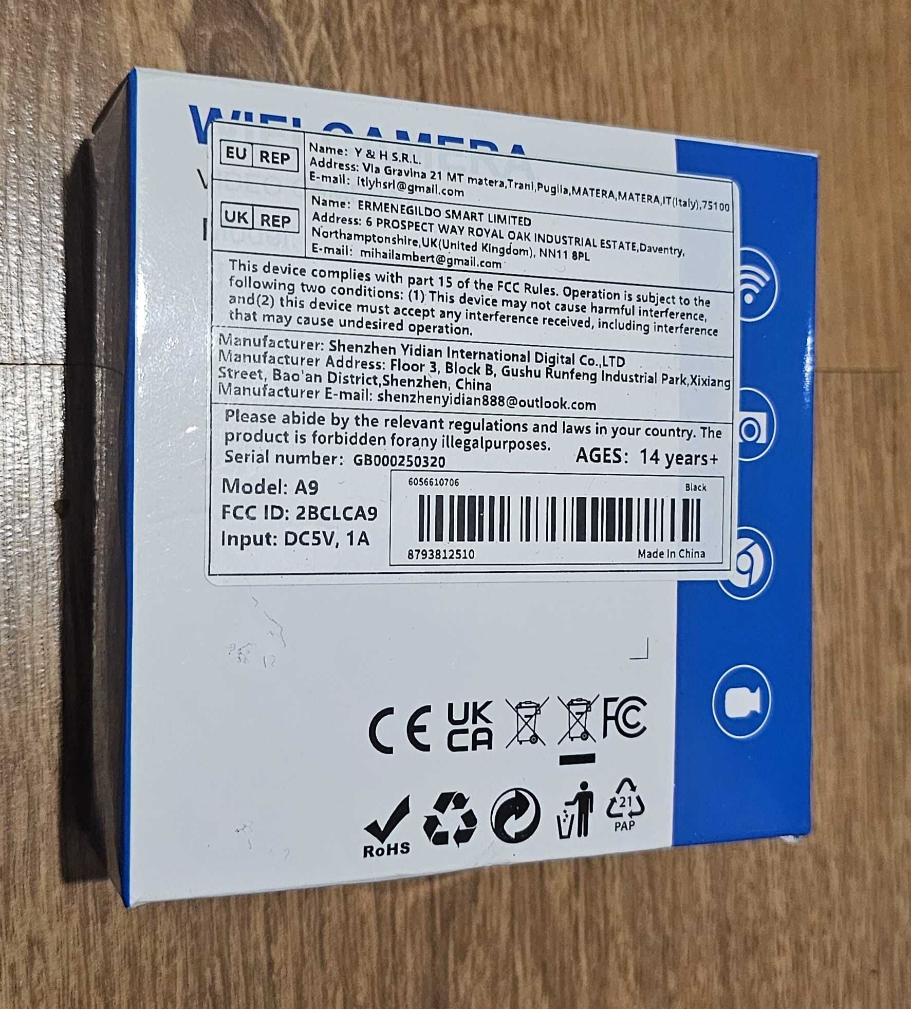 Kamera video wifi A9 nowa/sprawdzona