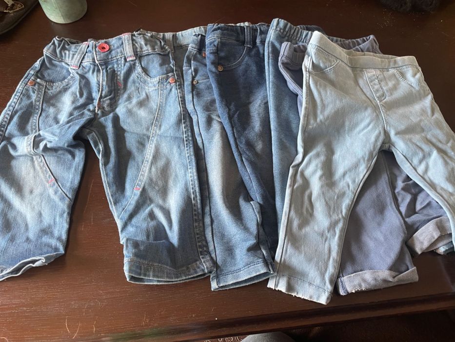 Conjunto de 5 jeggings+1 calça de ganga para bebé menina 12 meses