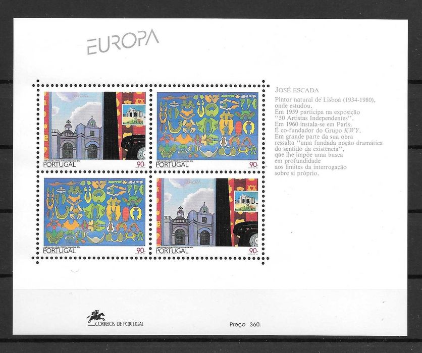 Bloco 137_Portugal _1993_Europa - Arte Contemporânea