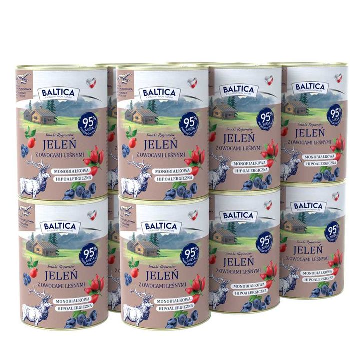 Baltica Karma mokra jeleń z owocami leśnymi 6x400g