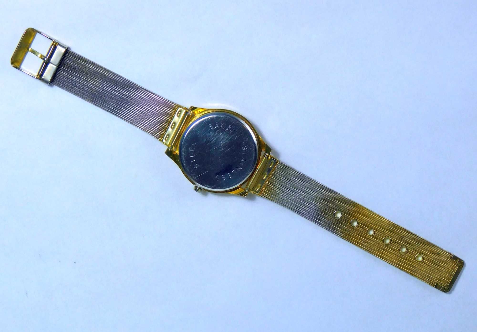 Zegarek męski Geneva quartz bransoleta mesh kolor złoty