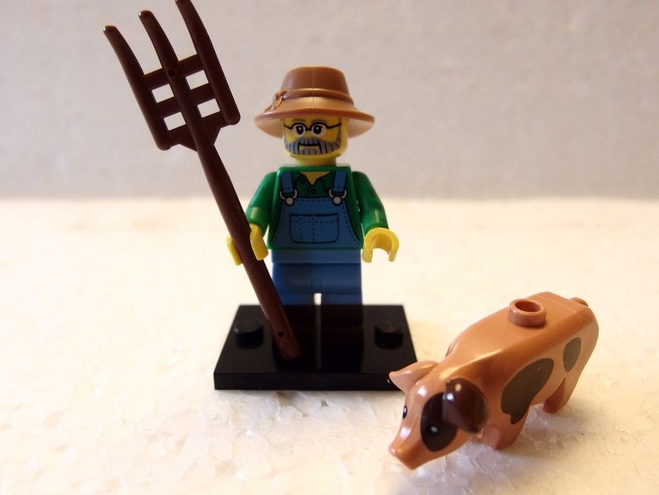 klocki lego minifigurka farmer-rolnik świnka