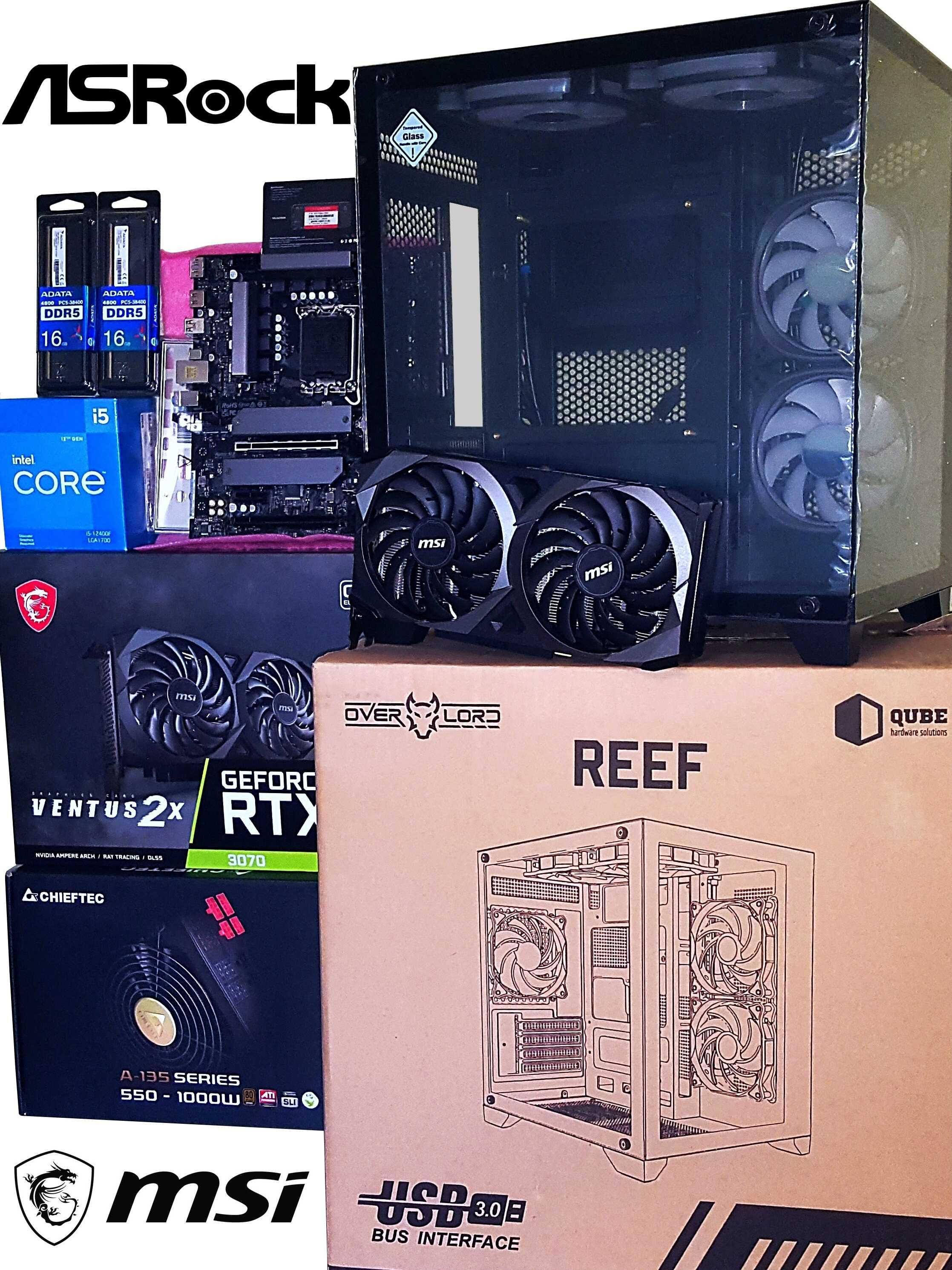 Игровой Комп i5-12400F ASRock B760 32GB DDR5 MSI RTX3070 SSD 1TB NVMe