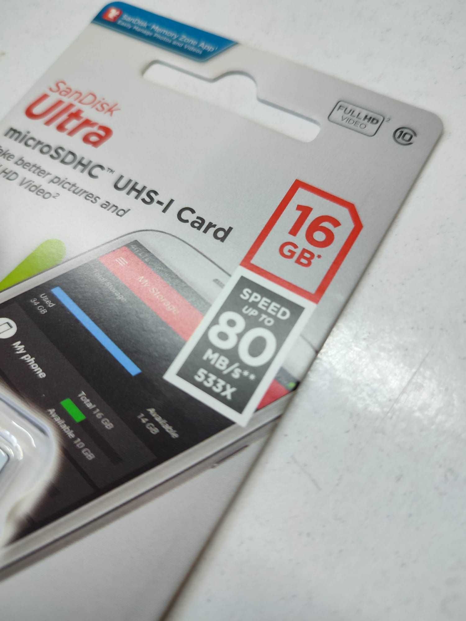 Cartão de Memória SanDisk 16GB Ultra MicroSDHC UHS-I