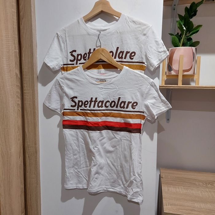 Zestaw 2x biały tshirt Bershka XS z nadrukiem