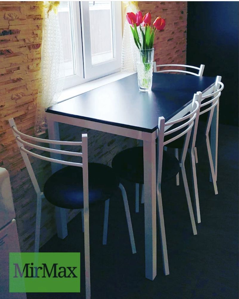 Стол и 4 стула, комплект кухонный, для кухни, бара, кафе, столовой