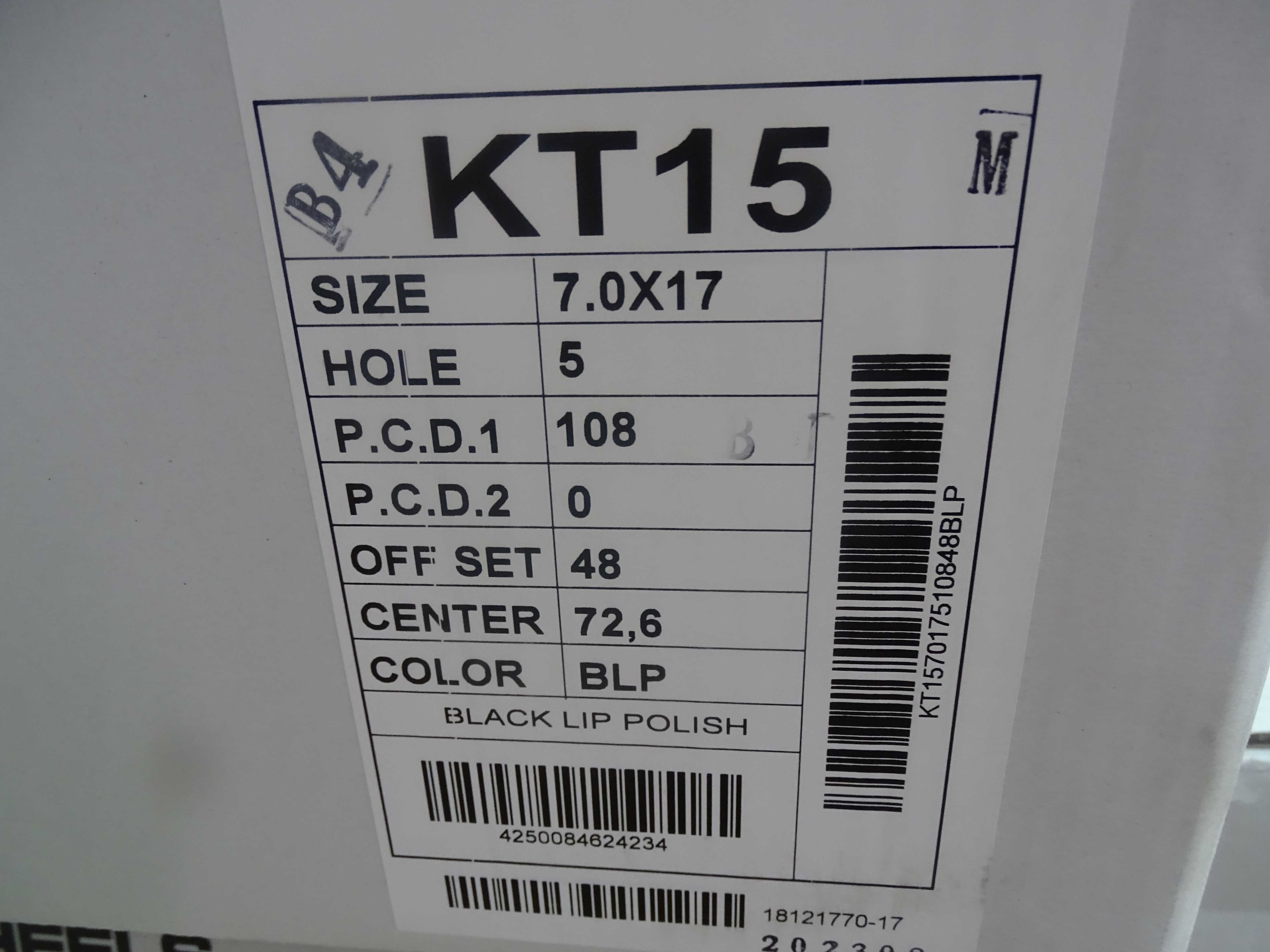 4× Felga aluminiowa Keskin KT18 7.0" x 17" 5x108 ET 48