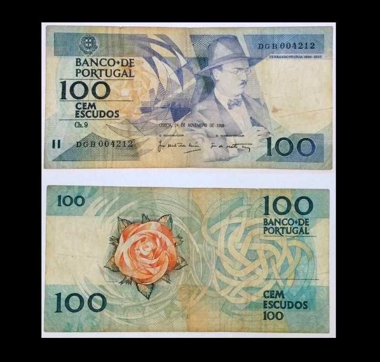 Notas Portuguesas - 100$ escudos (Fernando Pessoa)
