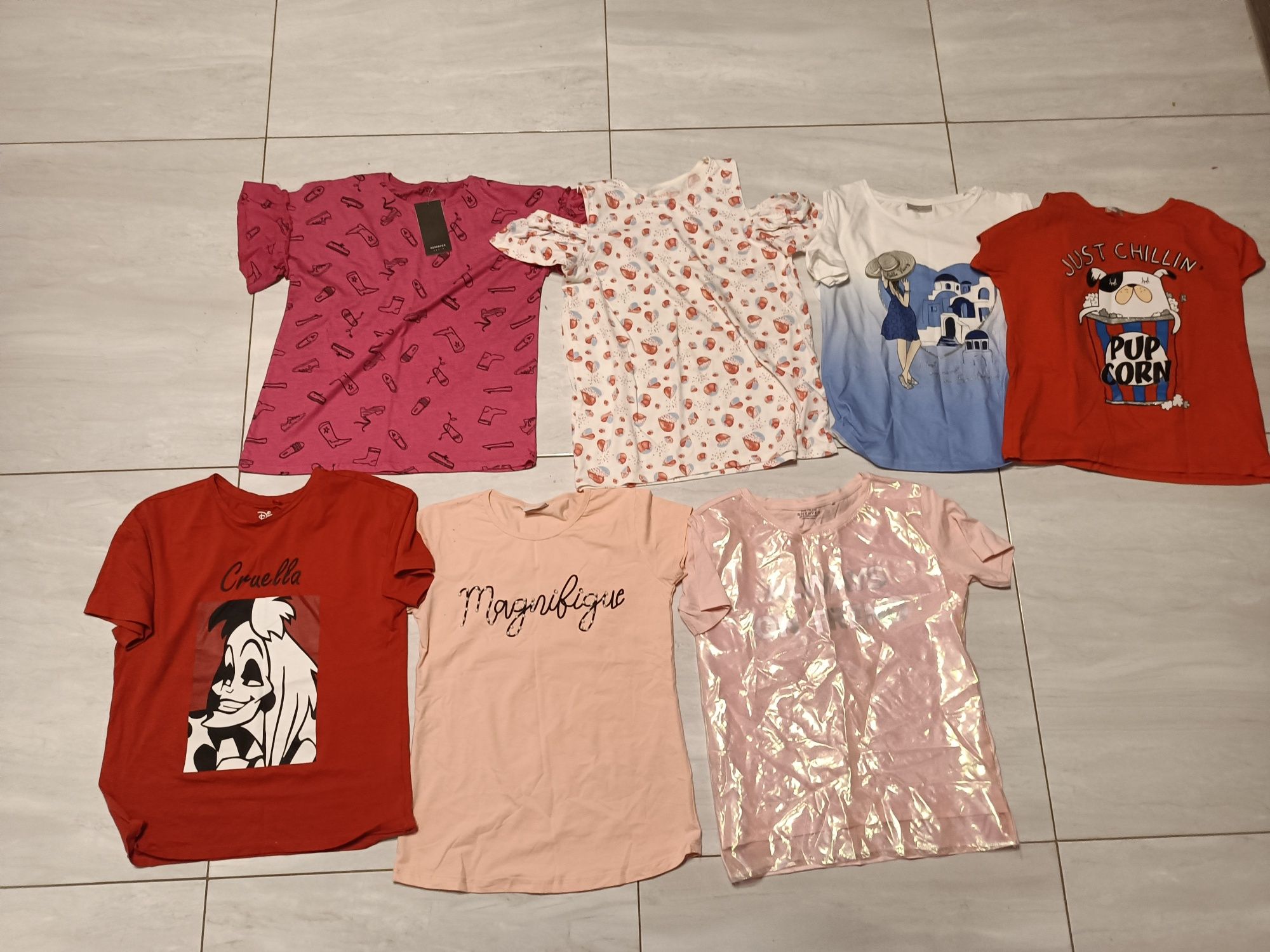 komplet 7 t- shirty dla dziewczynki 146/152
