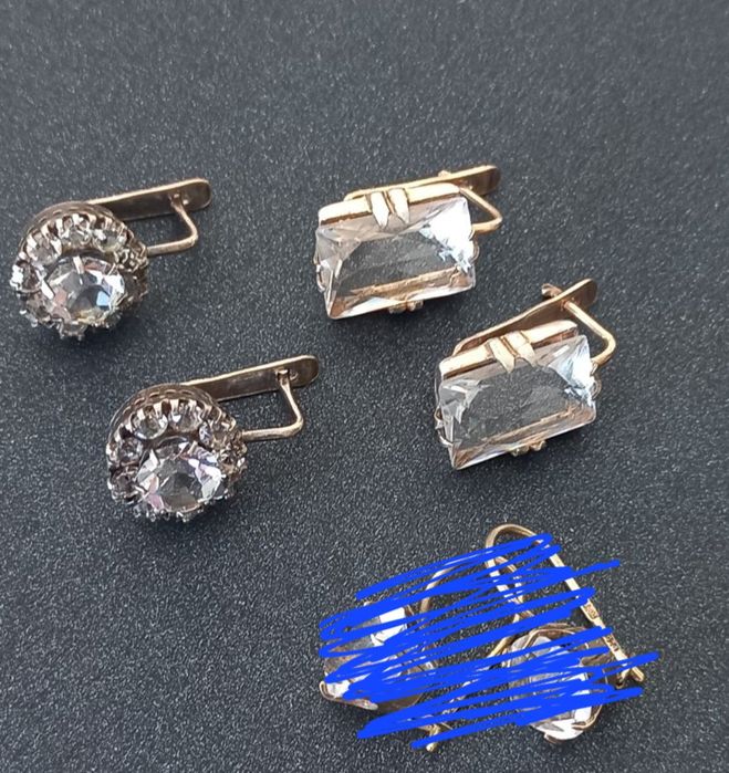 Серьги серебро 875пр горный хрусталь