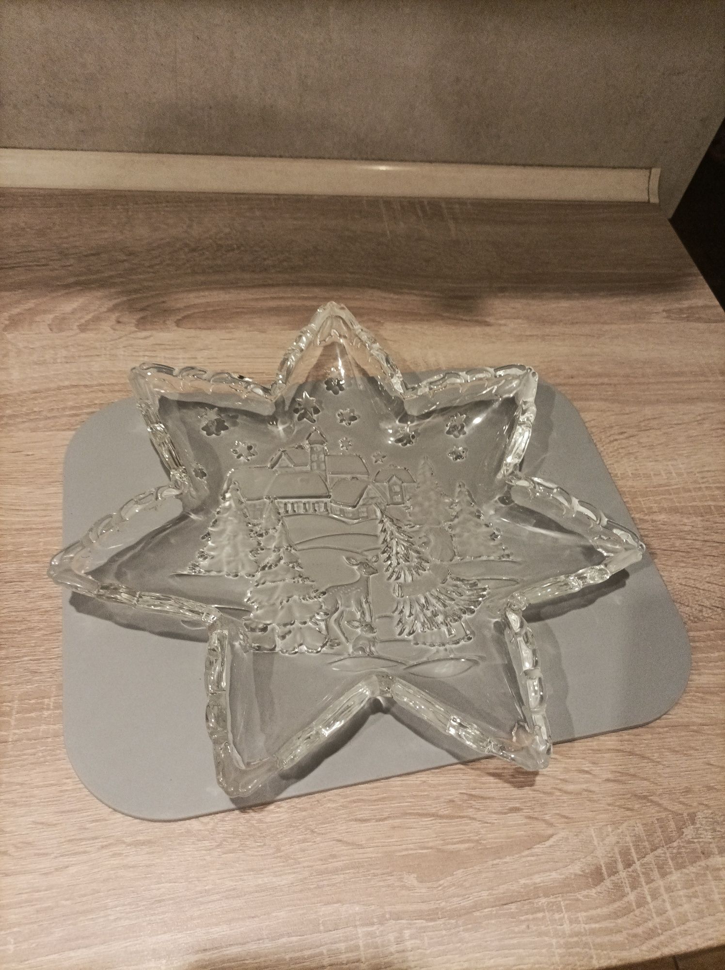 Talerz ozdobny świąteczny kryształ 32 cm