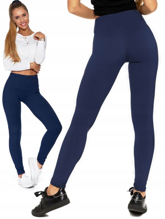 Legginsy Damskie Granat Wysoki Stan Kryjące Getry Klasyczne Moraj S/M