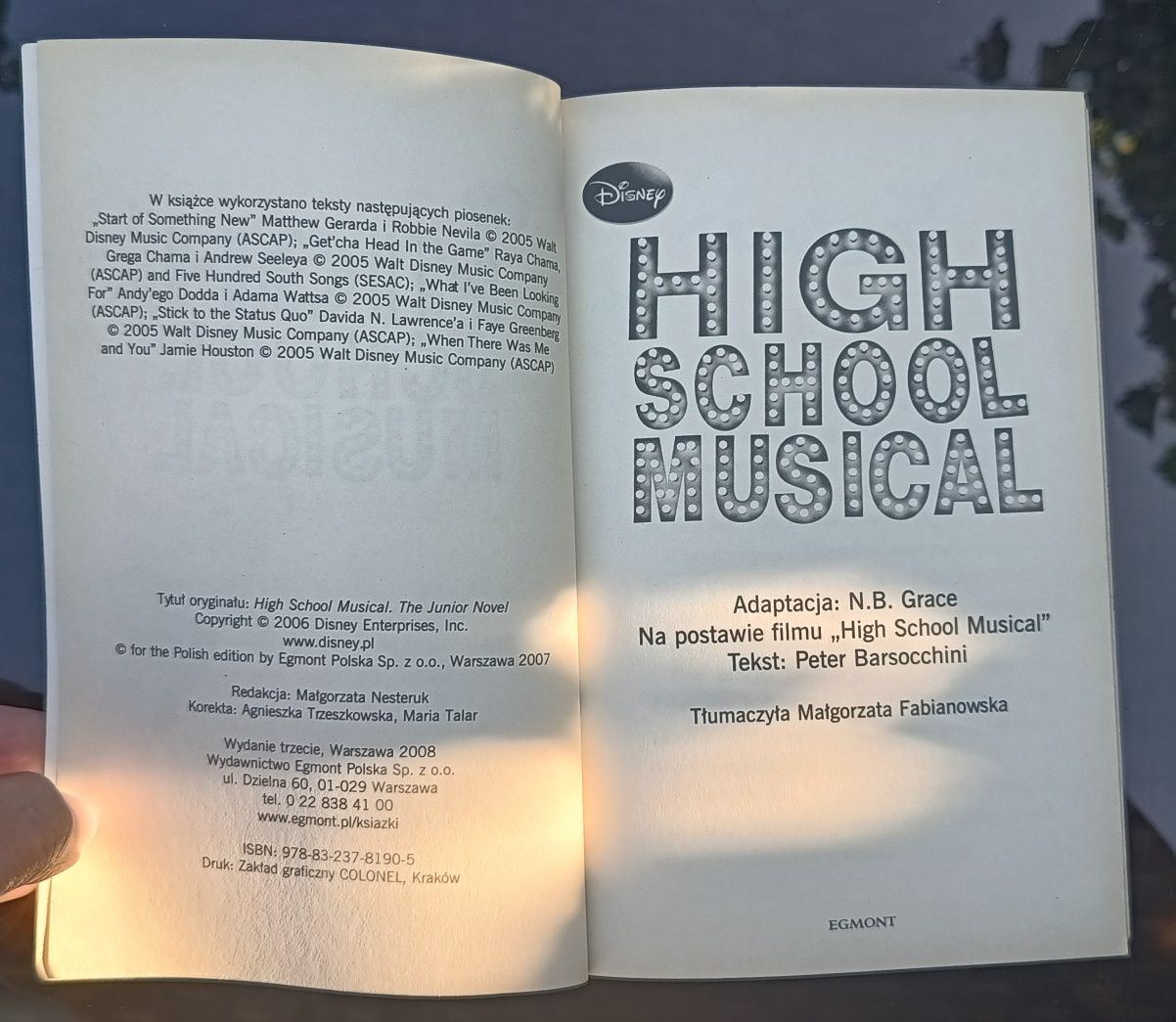 High School Musical 1 Peter Barsocchini, N.B. Grace książka