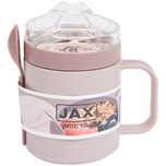 kubek 2w1 lunchbox na jogurt musli zupę + łyżka bpa free 400ml. pudrow
