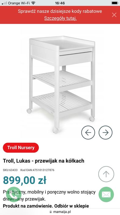 Przewijak drewniany z szuflada