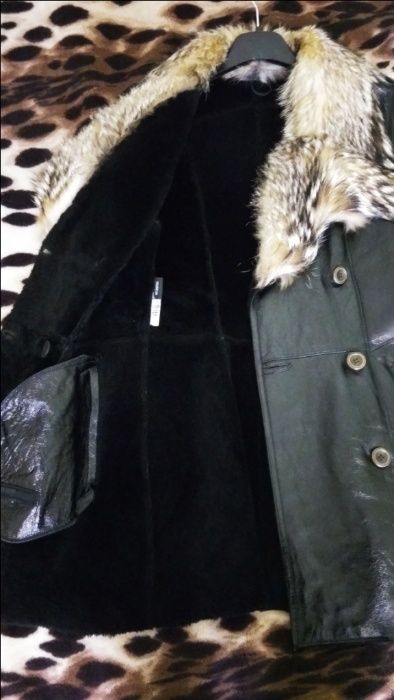 Дублянка жіноча, натуральна, комір єнот, розмір 36