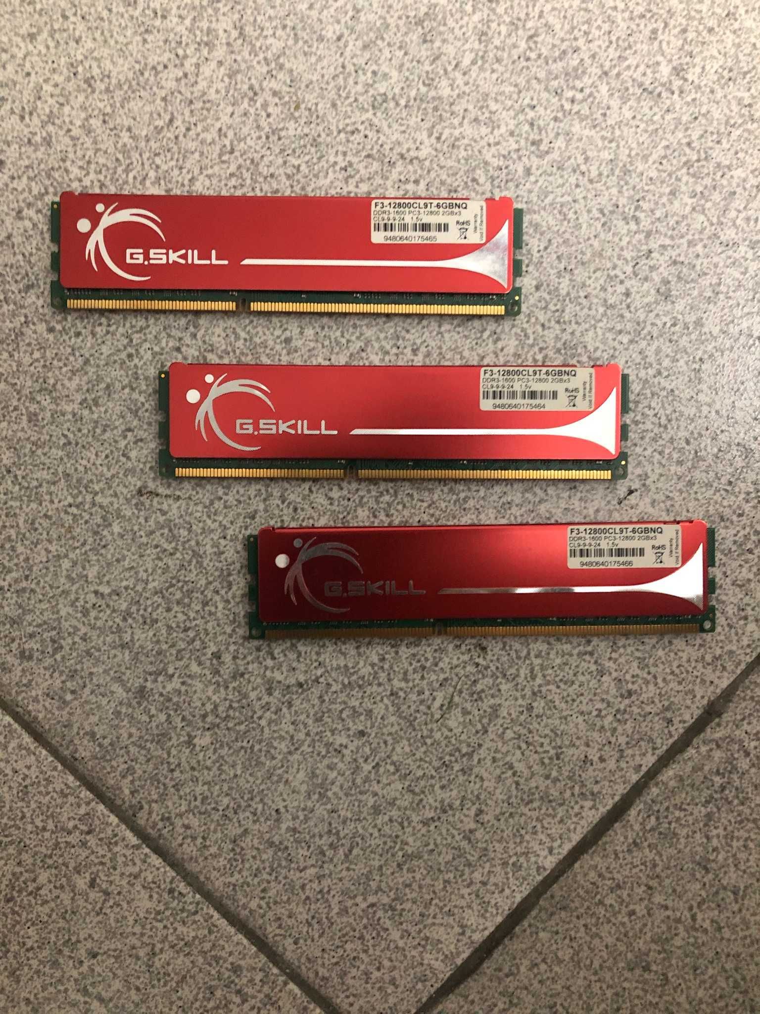 Memórias RAM G-Skill 3x2Gb, 1600Ghz, DDR3