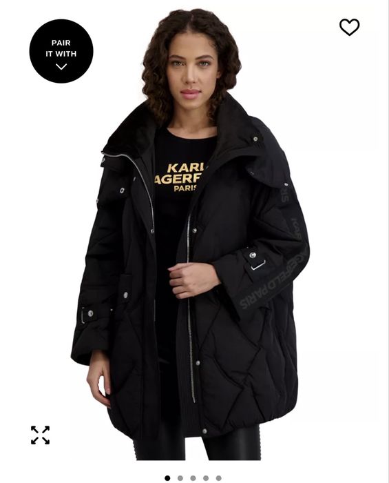 Куртка пухова жіноча зимова з капюшоном karl lagerfeld paris м-l чорна