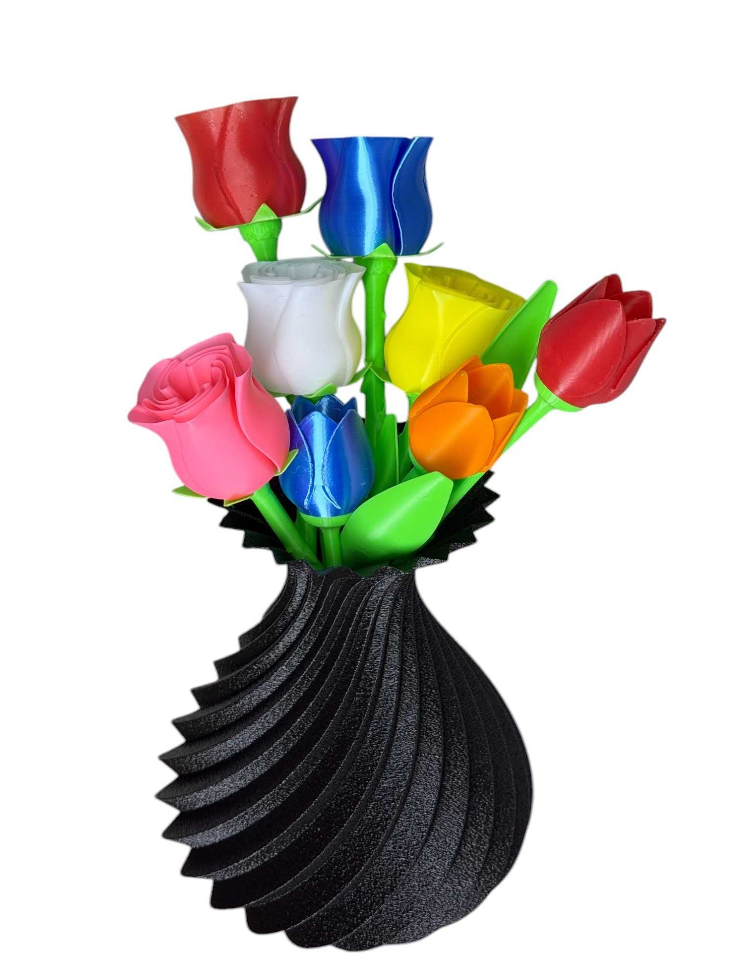 Nowoczesny wazon spiralny, karbowany, strukturalny, druk 3D