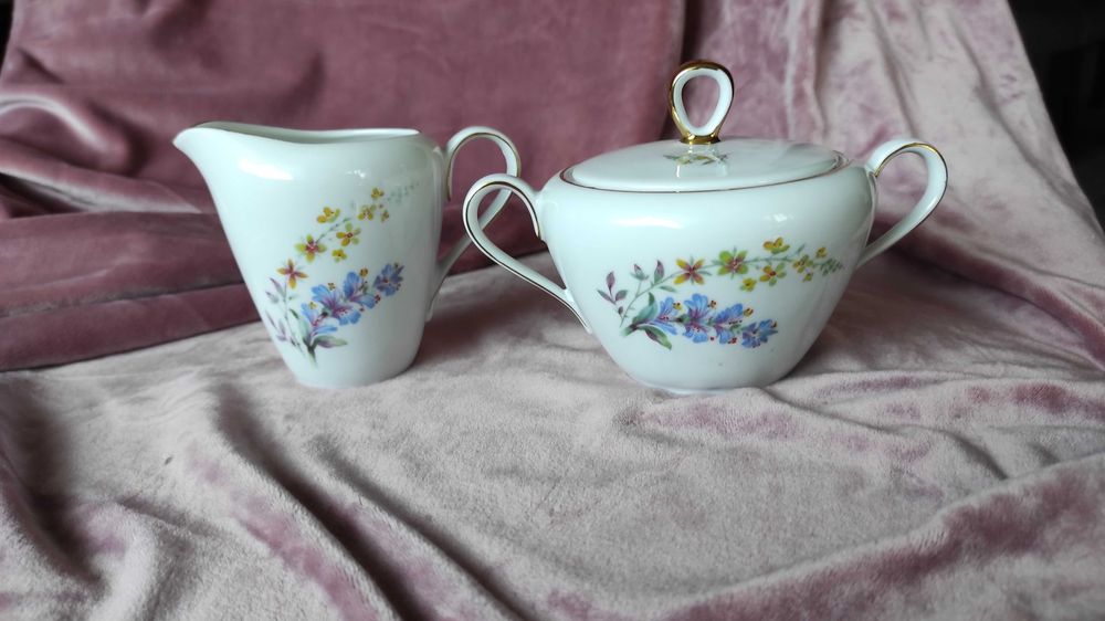 PMR Bavaria.Stara piękna porcelana. Komplet mlecznik i cukiernica