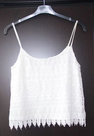 biała bluzka koszula koronkowa h&m xs s 34 36 sukienka koronka