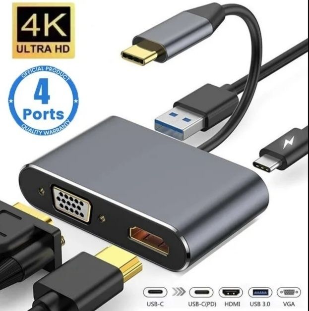 Hub USB C ... com 4 portas saída