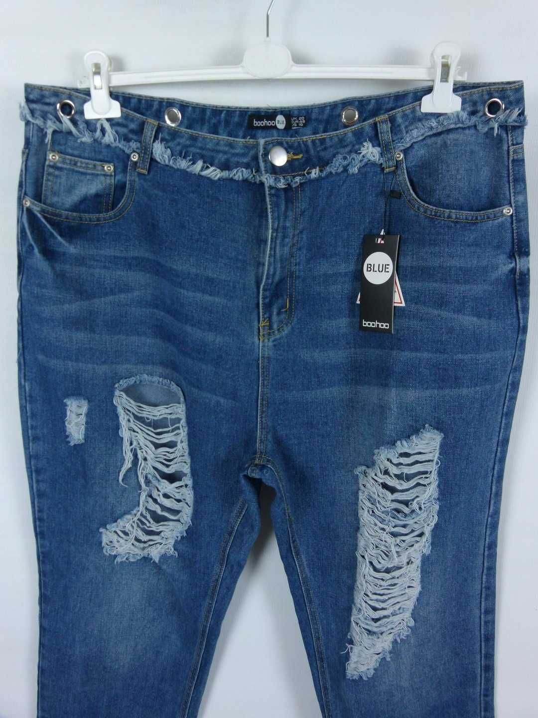 Boohoo Mid Blue spodnie jeans dziury 20 / 48 z metką
