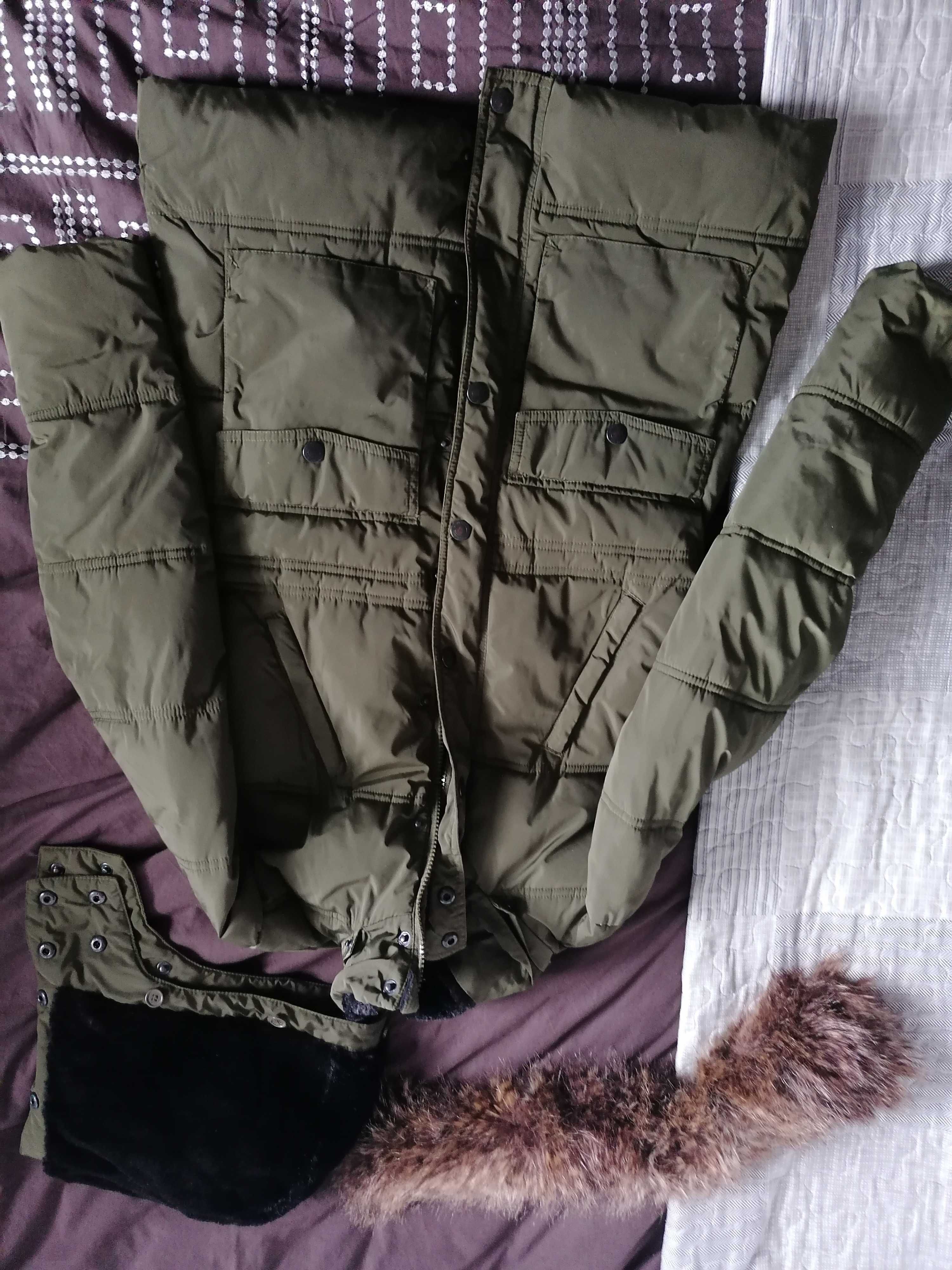 Kurtka /Parka 152 Cubus dziewczynka, ciemny khaki