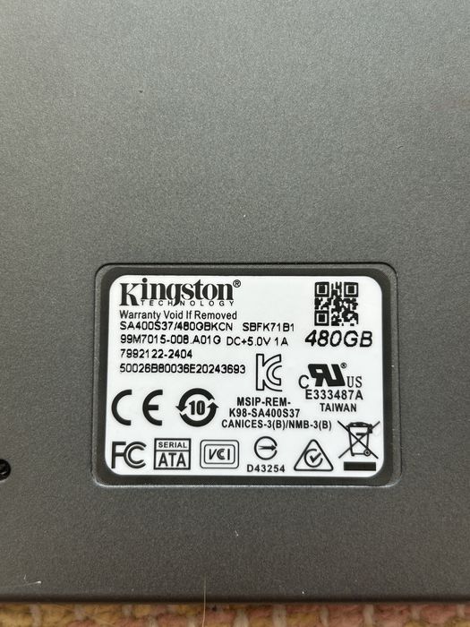 Dysk SSD Kingston 480GB – model SA400S37