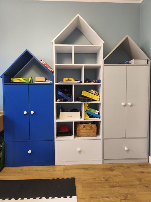 Meble chłopięce dzieci dziecka chłopca regały domki domek zestaw