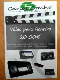 Passagem de Cassetes (VHS,VHS-C,MiniDV,HI8,8mm,Digital 8)para Ficheiro