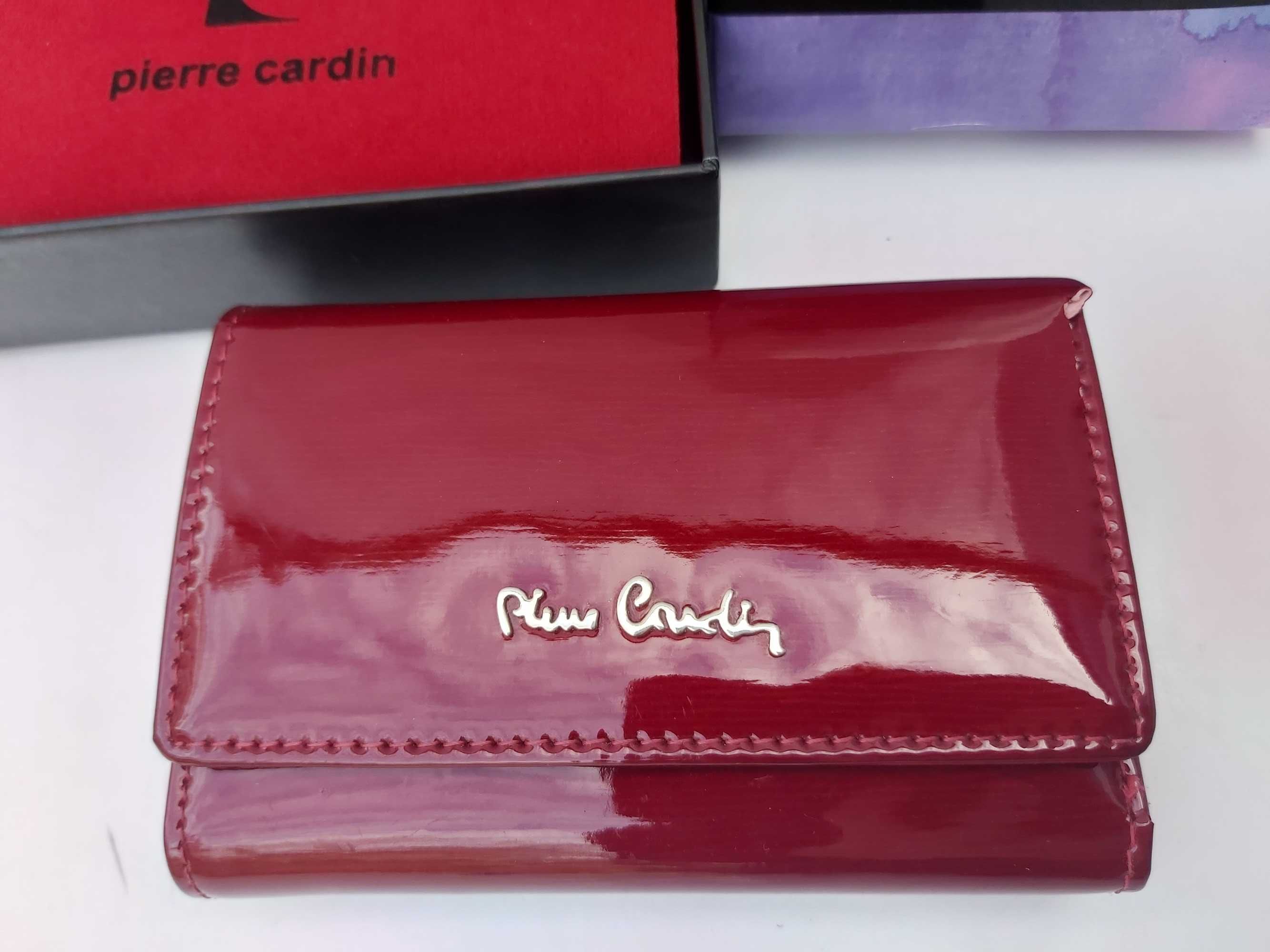 Nowy portfel czerwony PIERRE CARDIN  lakier skorzany