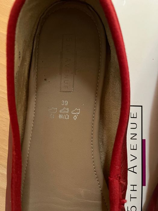 Baleriny skórzane czerwone/ bordowe , rozm 39